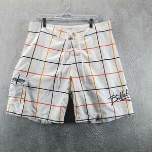 VTG Billabong Swim Trunks Mens 36 White 10" Board Short Surfer Y2K Drawstring
